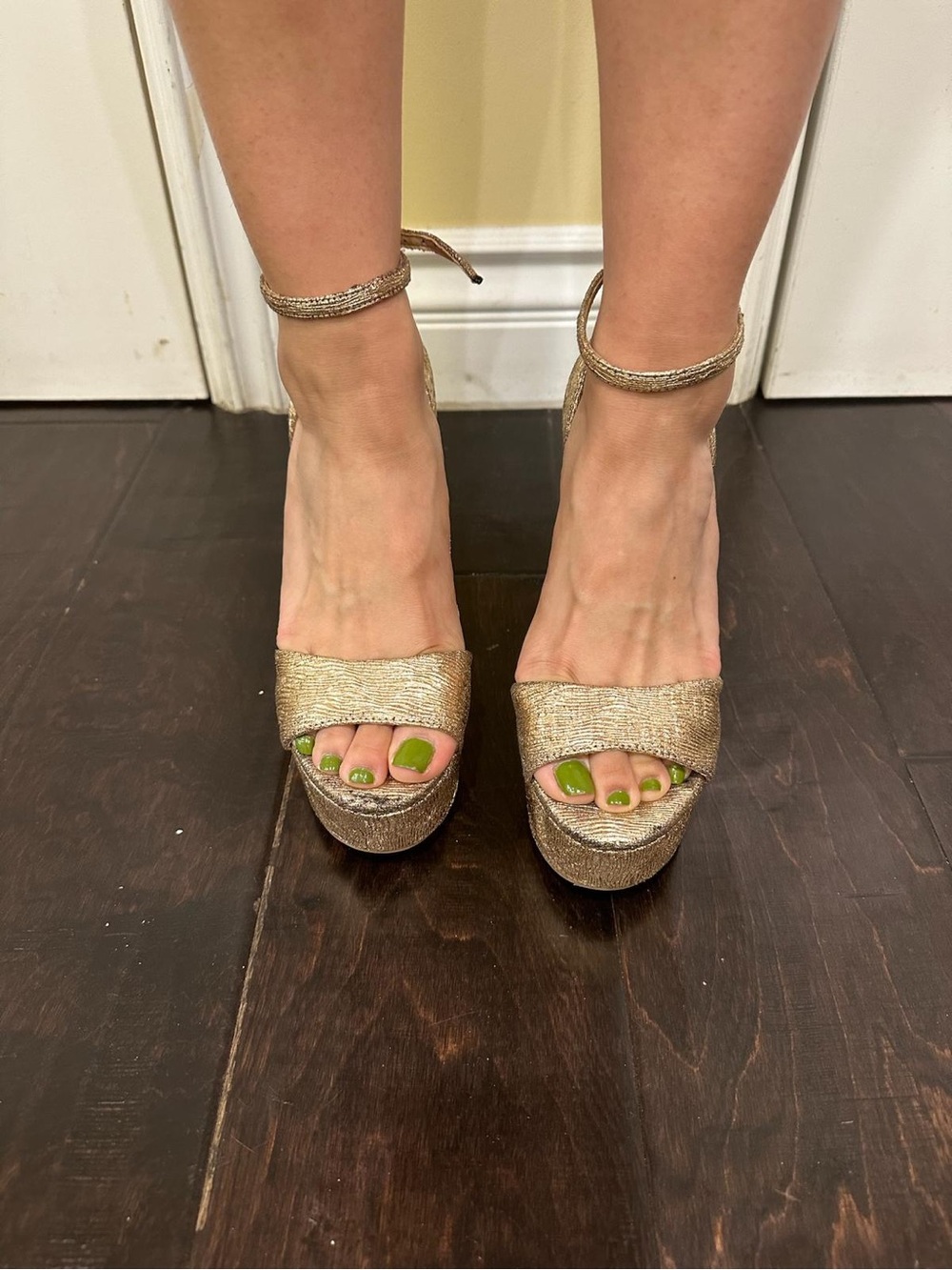 Chinese Laundry Gold Platform Ankle-Strap Sandals